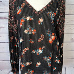 Miss Me  Western Blouse Shirt‎ Medium Long sleeve Western Metallic Floral Viscose Photo 0