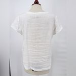 Cynthia Rowley Linen Side Buttons Boxy Short Sleeve Lagenlook White Top Small Photo 3