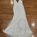 Mac Duggal  wedding Plunge Sequined White Floor Length Maxi on Queenly size 8 Photo 15