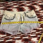 Y2K Miss Me Micro Mini Baddie Low Rise Denim Jean Biker Shorts Frayed Distressed Dyed Embroidered Photo 5