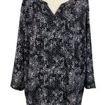 Catherines 3X-Large (26/28W) Top Button-Up Abstract 3/4 Roll-Tab Sleeve Pin-Tuck Photo 0