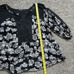 Free People  Moon River black & white floral print long sleeve top size S Photo 9