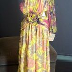 Women’s Floral One Shoulder Lightweight Summer Dress Leg Slit Cut Outs Size L Yellow Size L Photo 0