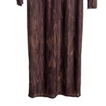Louna Brown Burgundy Mesh Overlay Printed Long Sleeve Midi Dress Size XL Photo 11