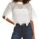 Gracia  Cropped White Mesh Wave Pattern Top NWOT Photo 4