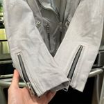 ALLSAINTS Women's Barrett Biker Blue Gray Leather Jacket Size 6 Asymmetrical Photo 5