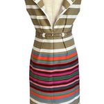 Cato Colorful Striped Cap Sleeve Career Dress Size 6 Cap Sleeve Belted Chic Photo 5