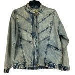 Bergamo Acid Washed Denim Blue Jean Jacket Womens Large 100% Cotton Photo 0