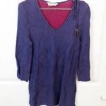 Salvatore Ferragamo  Small Purple Pink Slinky Vintage V Neck Knit Tunic Tassels Photo 0