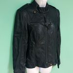 Black Rivet Navy Blue Leather Jacket Photo 2