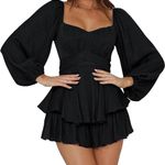 Amazon Black Lantern Long Sleeve Ruffle Layer Romper Photo 0
