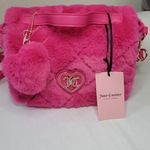 Juicy Couture Les's Get Cozy Crossbody Pink Flash Faux Fur Photo 10