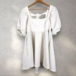 Free People Violet Mini Dress Size M Puff Sleeve Babydoll Tie Back Ivory/White Photo 2