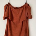 Lovely Day sz S orange off shoulder faux suede tube dress Photo 7