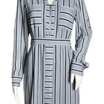 EXPRESS Dress Womens XS Blue Vertical Stripe Shirt Dress Office Career Casual Photo 0