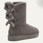 UGG ‎ Australia Gray Suede Leather Sheepskin Shearling Bow Back Boots US 7 EU 38 Photo 0