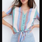 Madewell  Novel Tie-Front Button Top in Flagstaff Stripe S Photo 1