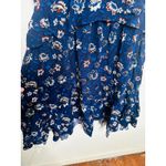 THAKOON Navy Lotus Print Shirred Waist Ruffled Hi Photo 6
