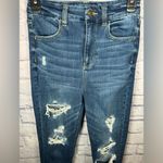 American Eagle distressed Curvy Super High Rise Jeggings dark wash size 4 Photo 1