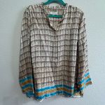 J.Crew Silk Twill Tunic Speckled Plaid Shirt Blouse XL Quiet Luxe Old Money Prep Photo 1