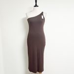 Old Navy Active Brown One Sleeve Sleeveless Ribbed Midi Ultralite Dress Medium Photo 1
