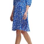 Calvin Klein Blue Floral Faux Wrap Midi Dress Sz 8 Photo 4