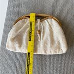 Vintage 70’s White Eyelet Cotton Lace Clutch Purse Bamboo Handles Photo 6