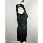 Veronica M  Black Gold Lurex Sparkle Mock Neck Backless Draped Cocktail Dress XS Photo 8
