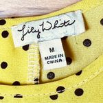 Lily White Medium Mustard Yellow Top with Black Polka Dots w/Short Cap S… Photo 7