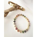 18K Gold Plated Multi clover Bracelet Bangle SET stainless steel Womens Jewelry Photo 8