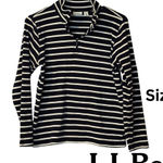 L.L. Bean Women's Navy and White Striped Long Sleeve Sweater Blue Size M Photo 0