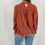 Anthropologie  Deletta Amanna Lace Peasant Blouse Floral in Rust Size S Photo 5