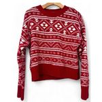 American Eagle | Small | Red Knit Fairisle Holiday Christmas Long Sleeve Sweater Photo 0