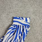 Saint Laurent VTG Dress 38 Blue White Zebra Abstract Print Puff Sleeve Pencil Photo 8