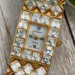 Solitaire Vintage Jeweled Link Square Face Watch Photo 6
