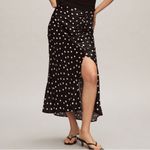 Maeve NWT Meave Mel Ruched side slit midi skirt in Red Poppyseed pattern Sz MP Photo 4