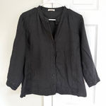 Eileen Fisher  100% Irish Linen Top 3/4 Sleeve Button Down V Neck Women's Small Photo 0