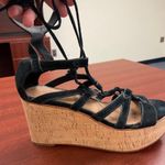 Frye  Black Strappy Lace Up Platform Wedge Sandal Size 8 Photo 2