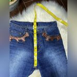 Isabel Flare Wide Leg blue Jeans with leather detailing sz 4P Photo 6