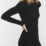 Pam & Gela Side Ruched Long Sleeve T-Shirt Dress Black Size Small Photo 0