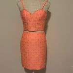 Gianni Bini  2-Piece Floral Neon Pink Pencil Skirt & Adjustable Top SET Size 0 Photo 1