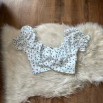 Lulus LULU’S In The Artists Garden White Puff Sleeve Tie Back Top Photo 3