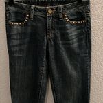 Tory Burch Dark Wash Gold Logo Hardware Low Rise Super Skinny Jeans SIZE 25 Photo 1