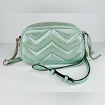 Gucci  GG Marmont Chain Blue Iridescent Nappa Chevron Matelasse Shoulder Bag Photo 4