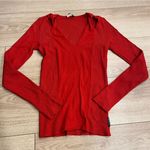 Armani Jeans Women’s Red Ribbed Cutout Twist Viscose Blend Sweater Size 12 Photo 0