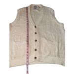 Vintage 90’s Silk Blend Oversized Cream Knit Vest Size L Photo 9