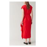COS  Red Cotton Wrap Midi Dress Sz.S Photo 3