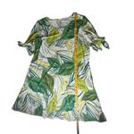 Susan Graver  Tropical Leaf Print Tie Sleeve Dress Size LP Liquid Knit Stretch Photo 8