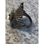 Ted Ott Sterling Silver Turquoise Native American Chief Head Ring 16g Sz 9/9.5 Blue Photo 2