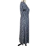 Perceptions NY SZ 8 A-Line Midi Dress Floral Cap Sleeve Empire Waist V-Neck Blue Photo 2